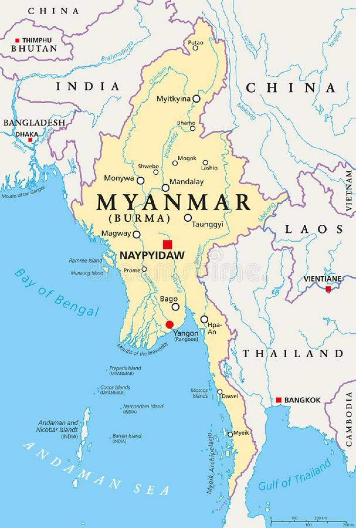 naypyidaw মিয়ানমারের মানচিত্র