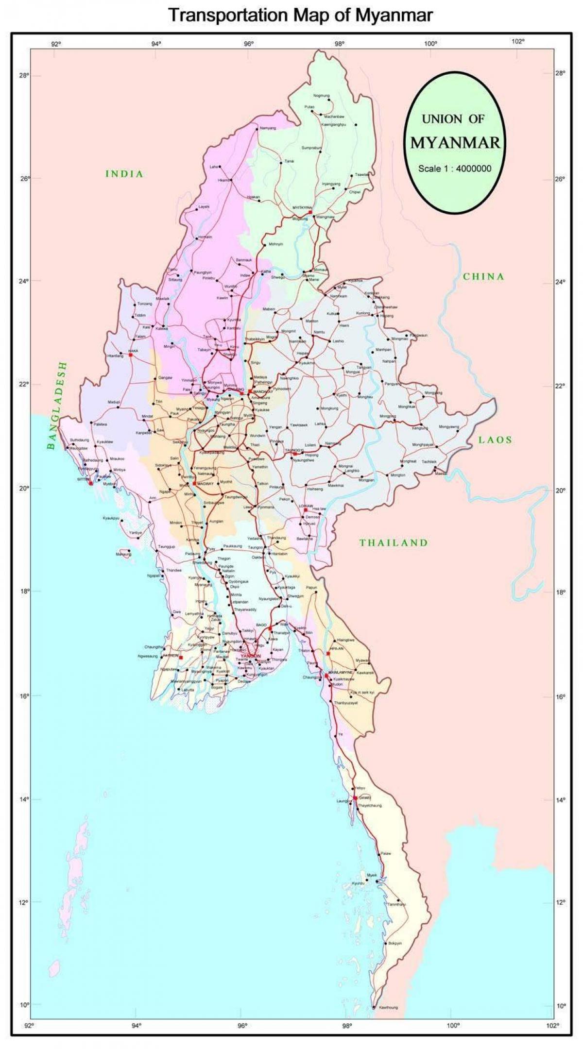 মিয়ানমারের হাইওয়ে রোড ম্যাপ